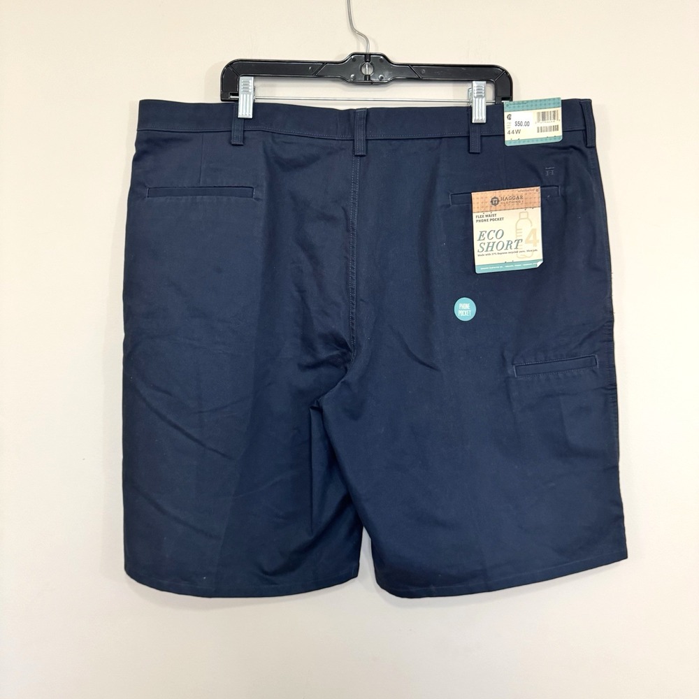NWT Haggar Repreve Eco Blue Flat Front Shorts HS10430 Men's Size 44 - Picture 2 of 5
